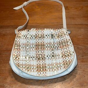 Sharif White and Gold Crossbody Bag